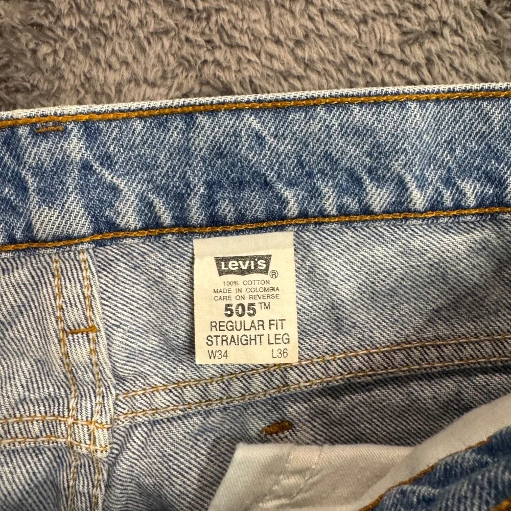 90s Levis 505 Orange Tab Vintage Jeans Mens 34x36 Light Wash Straight Leg Denim